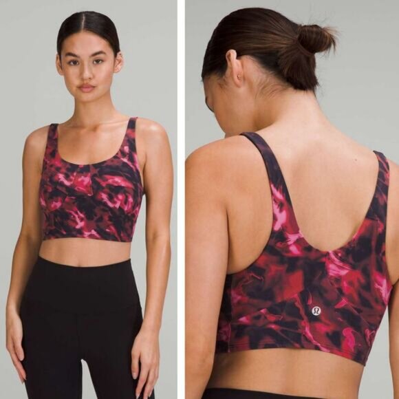 LULULEMON Nulu Front-Darting Yoga Bra  B/C Cup Sz 4 Intensity Pink Blossom Multi - Picture 1 of 7